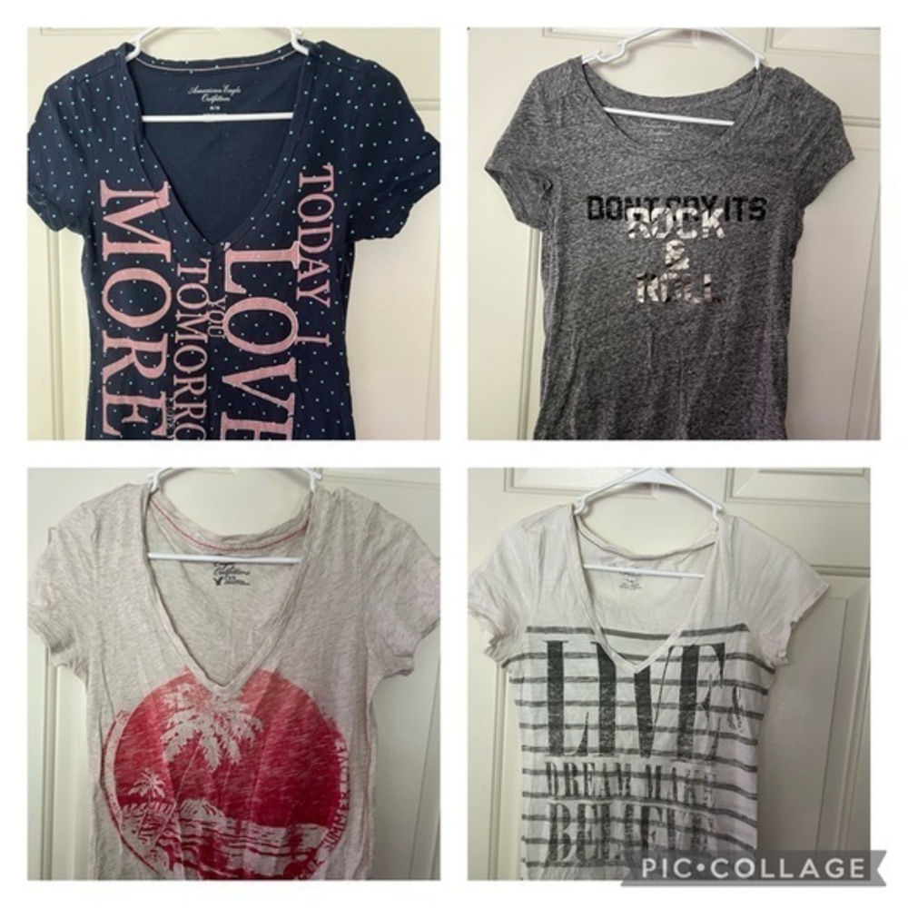 4 piece lot of American Eagle Outfitters Women’s short sleeve tees, size Medium